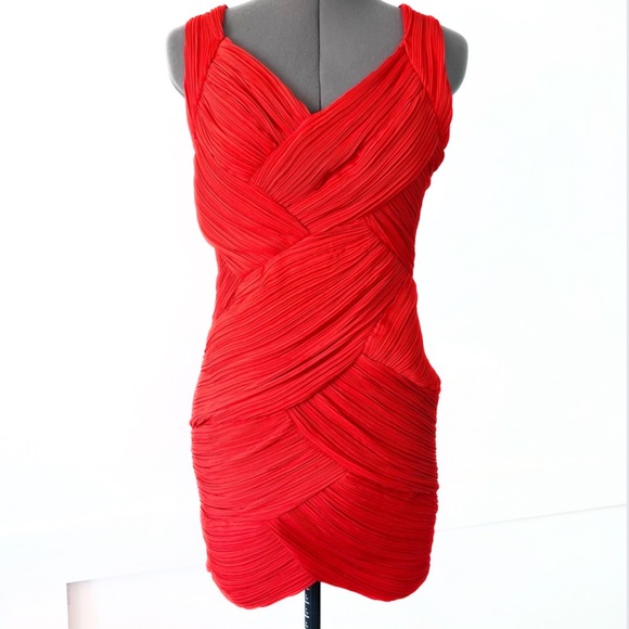 AKIRA BLACK LABEL Red V Neck dress- Small - Picture 6 of 6